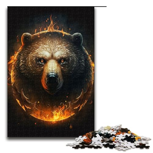 1000 teiliges Puzzle für Erwachsene Feuerbärkopf Denksportaufgabe Weihnachts und Geburtstagsgeschenke 75 x 50 cm von QSYFNBZL
