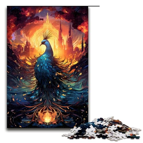 1000 teiliges Puzzle für Erwachsene Feuerfarbener Phönix Wanddekoration Stressabbau 75 x 50 cm von QSYFNBZL