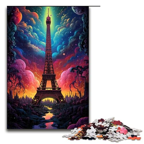 1000 teiliges Puzzle für Erwachsene Frankreich Eiffelturm Lernpuzzle Lernspiel für Geburtstag Weihnachten 75 x 50 cm von QSYFNBZL