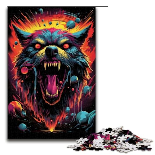 1000 teiliges Puzzle für Erwachsene Heulender Wolf praktisches Spiel 75 x 50 cm von QSYFNBZL