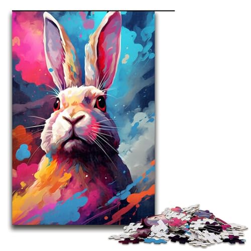 1000 teiliges Puzzle für Erwachsene Kaninchen im Krater ist von Spritzern umgeben Puzzle zum Anfassen 75 x 50 cm von QSYFNBZL