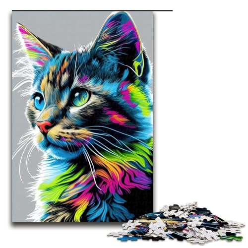 1000 teiliges Puzzle für Erwachsene Katzen Pop Art Tierpuzzle anspruchsvolles Spiel EIN Kunstwerk geeignet für Jugendliche ab 14 Jahren 75 x 50 cm von QSYFNBZL