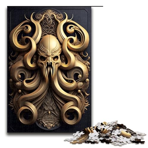 1000 teiliges Puzzle für Erwachsene Kraken goldenes Art Deco Puzzle für Kinder Holzpuzzle Lernspiel für Erwachsene 75 x 50 cm 1000 teiliges Puzzle für Erwachsene Kraken goldenes Art Deco Puzzle für Kinder Holzpuzzle Lernspiel für Erwachsene 75 x 50 cm von QSYFNBZL