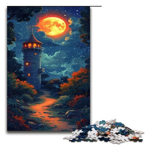 1000 teiliges Puzzle für Erwachsene Leuchtturm bei Nacht Puzzle zum Anfassen Spiel 1000 Teile von QSYFNBZL