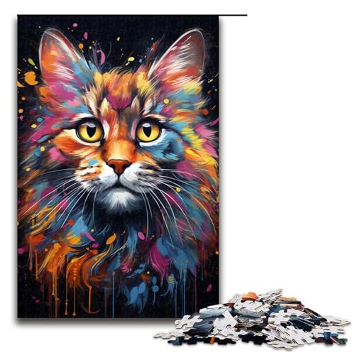 1000 teiliges Puzzle für Erwachsene Malen Bunte Katzenkunst Lernpuzzle Lernspiel für Geburtstag und Weihnachten 75 x 50 cm 1000 teiliges Puzzle für Erwachsene Malen Bunte Katzenkunst Lernpuzzle Lernspiel für Geburtstag und Weihnachten 75 x 50 cm von QSYFNBZL