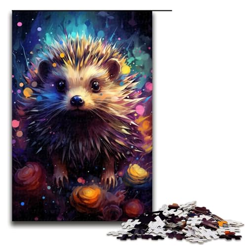 1000 teiliges Puzzle für Erwachsene Malen bunter Igel Dekomprimieren intellektuelles Lernspielzeug Geschenkideen 75 x 50 cm von QSYFNBZL