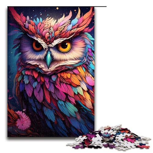 1000 teiliges Puzzle für Erwachsene Malen bunter Planet Eule Puzzle für Erwachsene Holzpuzzle anspruchsvolles Spiel 75 x 50 cm von QSYFNBZL