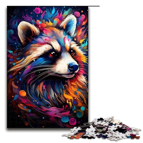1000 teiliges Puzzle für Erwachsene Malen bunter Waschbär Kunst Dekomprimieren intellektuelles Lernspielzeug Geschenkideen 75 x 50 cm 1000 teiliges Puzzle für Erwachsene Malen bunter Waschbär Kunst Dekomprimieren intellektuelles Lernspielzeug Geschenkideen 75 x 50 cm von QSYFNBZL