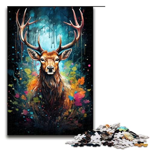 1000 teiliges Puzzle für Erwachsene Malen buntes magisches Hirsch Puzzle für Kinder Holzpuzzle Lernspiel für Erwachsene 75 x 50 cm 1000 teiliges Puzzle für Erwachsene Malen buntes magisches Hirsch Puzzle für Kinder Holzpuzzle Lernspiel für Erwachsene 75 x 50 cm von QSYFNBZL