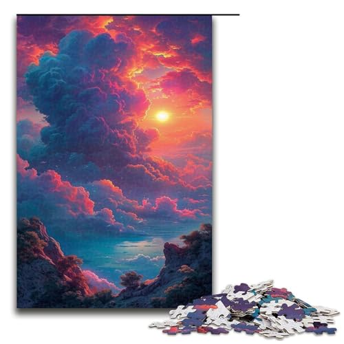 1000 teiliges Puzzle für Erwachsene Meer unter Sonnenuntergang Puzzle zum Anfassen Spiel 1000 Teile von QSYFNBZL