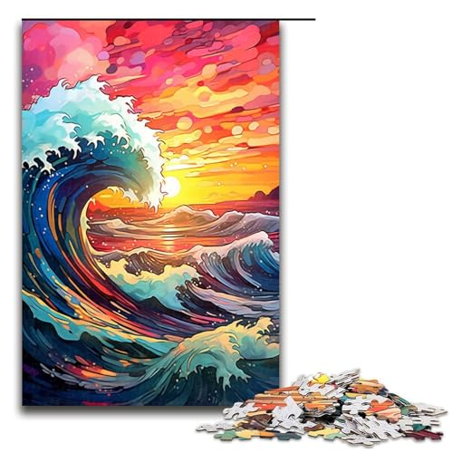 1000 teiliges Puzzle für Erwachsene Meereswelle ist von Spritzern umgeben viele Bunte Puzzles für Lernspiele Herausforderungen Spielzeug Kunstwerke Geschenke 1000 Teile von QSYFNBZL