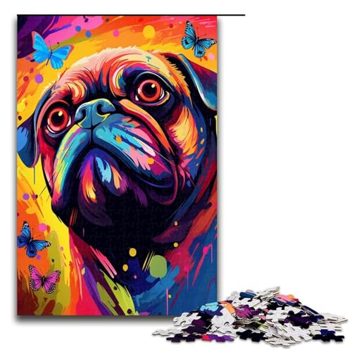 1000 teiliges Puzzle für Erwachsene Möpse und Schmetterlinge und Schmetterlings Puzzle Hands on Spiel 75 x 50 cm von QSYFNBZL