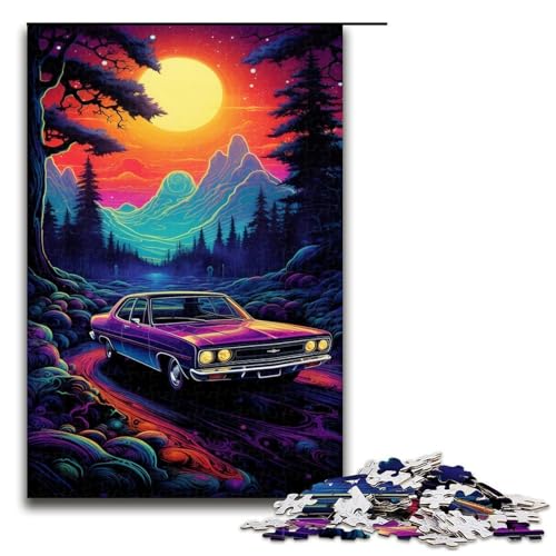 1000 teiliges Puzzle für Erwachsene Neonauto in der Natur Puzzle Hands on Spiel 1000 Teile von QSYFNBZL