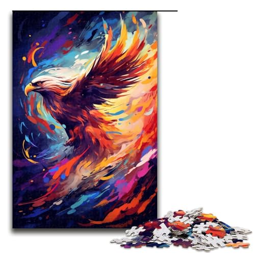 1000 teiliges Puzzle für Erwachsene Phönix ist von Spritzern umgeben Viele Bunte Puzzle Wanddekorationen zum Stressabbau 75 x 50 cm von QSYFNBZL