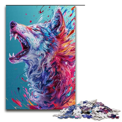 1000 teiliges Puzzle für Erwachsene Psychedelischer bunter Planet Wolf Puzzle für Lernspiele Herausforderung Spielzeug Kunstwerk Geschenk 75 x 50 cm von QSYFNBZL