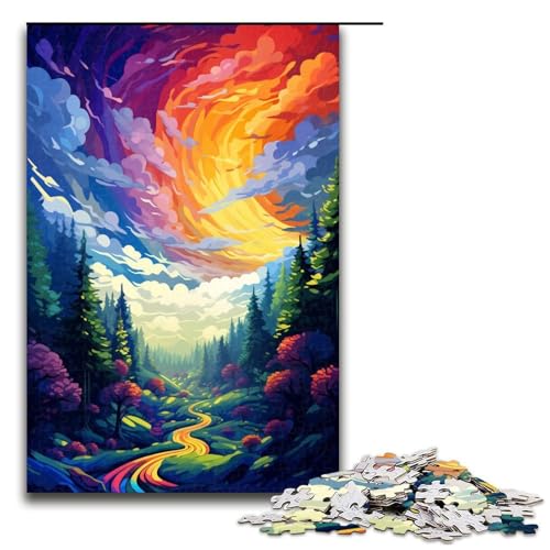 1000 teiliges Puzzle für Erwachsene Regenbogenwald von SplattersLots Dickes farbiges Puzzle für Lernspiele Herausforderungen Spielzeug Kunstwerke Geschenke 75 x 50 cm von QSYFNBZL