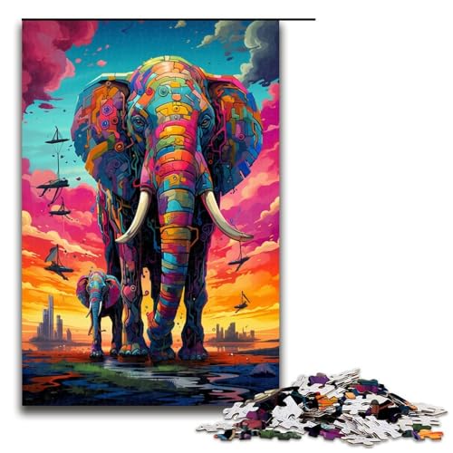 1000 teiliges Puzzle für Erwachsene Roboter Elefant von SplattersLots Dicke Bunte Puzzlespiele ganze Familie 75 x 50 cm von QSYFNBZL