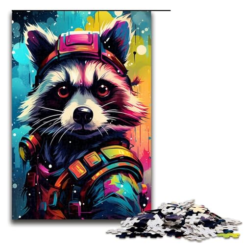 1000 teiliges Puzzle für Erwachsene Roboter Waschbär von SplattersLots Dickes buntes Lernpuzzle Lernspiel für Geburtstag und Weihnachten 75 x 50 cm von QSYFNBZL