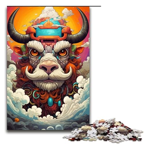 1000 teiliges Puzzle für Erwachsene Roboter Yak von SplattersLots of Thick Coloured Clouds Lernpuzzle Lernspiel für Geburtstag Weihnachten 1000 Teile von QSYFNBZL
