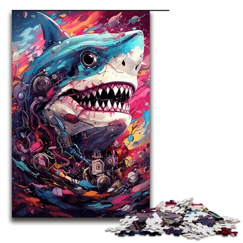 1000 teiliges Puzzle für Erwachsene Roboterhai von SplattersLots of Thick Coloured Cloud Puzzles für Erwachsene Holzpuzzle anspruchsvolles Spiel 1000 Teile von QSYFNBZL