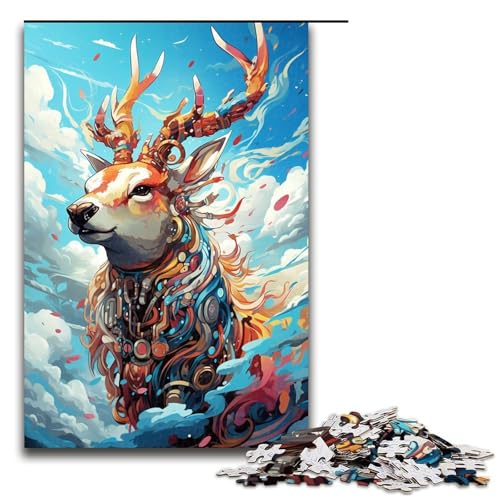 1000 teiliges Puzzle für Erwachsene Roboterhirsch von SplattersLots of Thick Coloured Clouds Puzzle für Kinder Holzpuzzle Lernspiel für Erwachsene 75 x 50 cm von QSYFNBZL