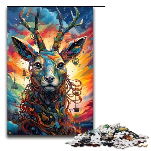 1000 teiliges Puzzle für Erwachsene Roboterhirsch von SplattersLots of Thick Coloured Clouds Puzzle zum Anfassen 75 x 50 cm von QSYFNBZL