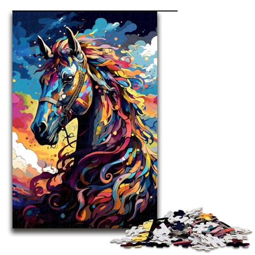 1000 teiliges Puzzle für Erwachsene Roboterpferd von SplattersLots Dickes farbiges Wolkenpuzzle Wanddekoration Stressabbau 75 x 50 cm von QSYFNBZL