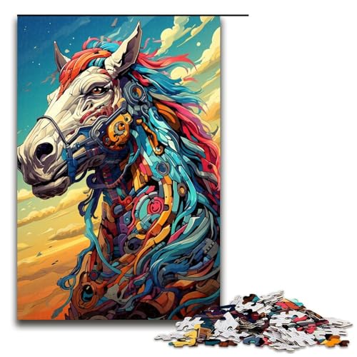 1000 teiliges Puzzle für Erwachsene Roboterpferd von SplattersLots Dickes farbiges Wolkenpuzzle praktisches Spiel 75 x 50 cm von QSYFNBZL