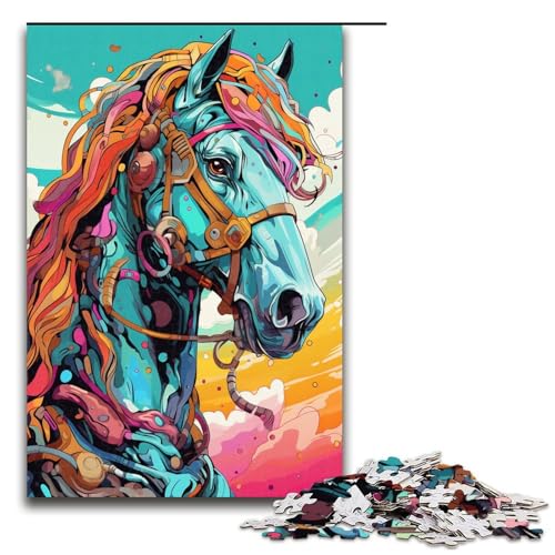 1000 teiliges Puzzle für Erwachsene Roboterpferd von SplattersLots of Thick Coloured Cloud Puzzle Denksportaufgabe Weihnachts und Geburtstagsgeschenke 75 x 50 cm von QSYFNBZL