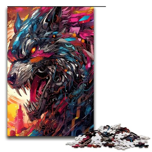 1000 teiliges Puzzle für Erwachsene Roboterwolf von Splatters Viele Dicke farbige Wolken Puzzle für Lernspiele Herausforderungen Spielzeug Kunstwerke Geschenke 1000 Teile von QSYFNBZL