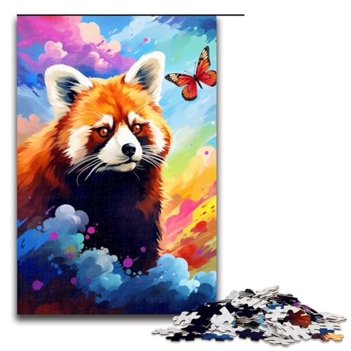 1000 teiliges Puzzle für Erwachsene Roter Panda und Schmetterling von SplattersLots Bunte Puzzles für Erwachsene Holzpuzzle anspruchsvolles Spiel 75 x 50 cm von QSYFNBZL