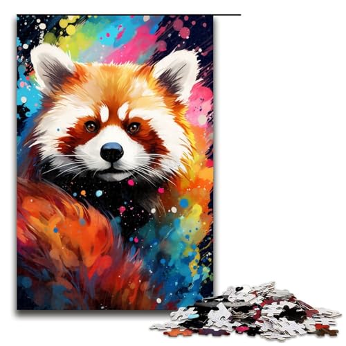 1000 teiliges Puzzle für Erwachsene Roter Panda und Schmetterling von SplattersLots buntes Lernpuzzle Lernspiel für Geburtstag und Weihnachten 75 x 50 cm von QSYFNBZL