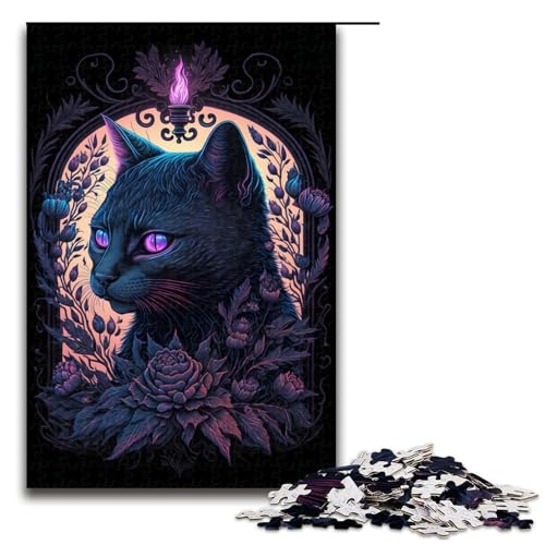 1000 teiliges Puzzle für Erwachsene Schwarzlicht Katzenspiel Puzzles ganze Familie 75 x 50 cm von QSYFNBZL