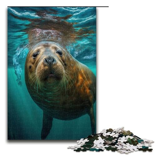 1000 teiliges Puzzle für Erwachsene Seelöwe Entspannungsspiele Familienspiel Stressabbau schwierige Herausforderung 75 x 50 cm von QSYFNBZL