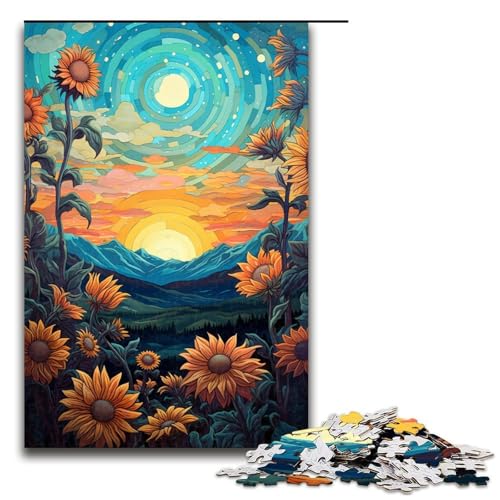 1000 teiliges Puzzle für Erwachsene Sonnenblumen und Mond am Himmel Dekomprimierendes intellektuelles Lernspielzeug Geschenkideen 75 x 50 cm 1000 teiliges Puzzle für Erwachsene Sonnenblumen und Mond am Himmel Dekomprimierendes intellektuelles Lernspielzeug Geschenkideen 75 x 50 cm von QSYFNBZL
