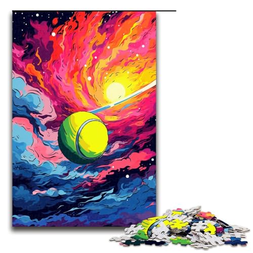 1000 teiliges Puzzle für Erwachsene Tennisball von SplattersLots of Thick Coloured Cloud Puzzles für Erwachsene Holzpuzzle anspruchsvolles Spiel 1000 Teile von QSYFNBZL