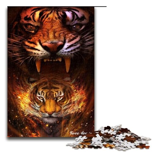 1000 teiliges Puzzle für Erwachsene Tiger Puzzle für Erwachsene Holzpuzzle anspruchsvolles Spiel 75 x 50 cm von QSYFNBZL