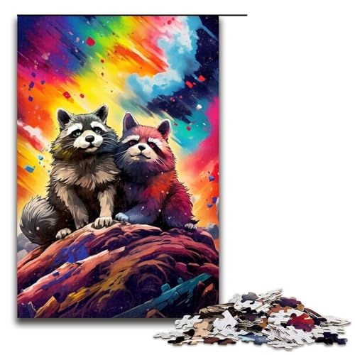 1000 teiliges Puzzle für Erwachsene Waschbären im Krater sind von Spritzern umgeben Wanddekoration geeignet als Schreibtischdekoration 75 x 50 cm von QSYFNBZL