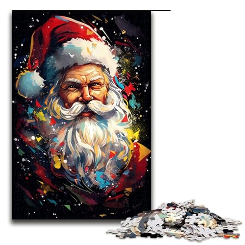 1000 teiliges Puzzle für Erwachsene Weihnachtsmann von SplattersLots Dickes buntes Wolken Spaß Puzzle für die ganze Familie mit passendem Poster und Quizblatt 1000 Teile von QSYFNBZL