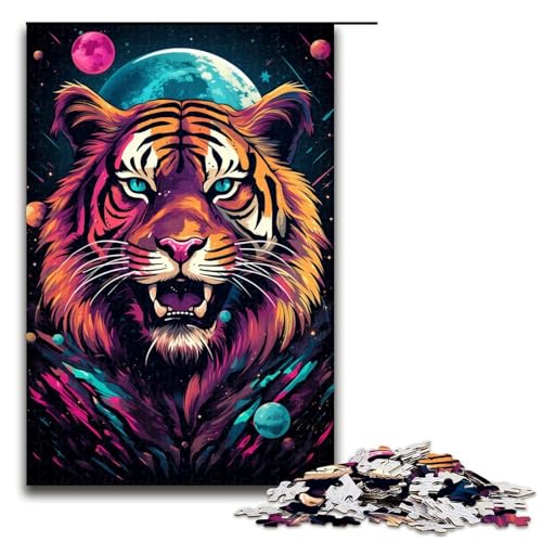 1000 teiliges Puzzle für Erwachsene Wilder Tiger Puzzle für Erwachsene Holzpuzzle anspruchsvolles Spiel 75 x 50 cm von QSYFNBZL