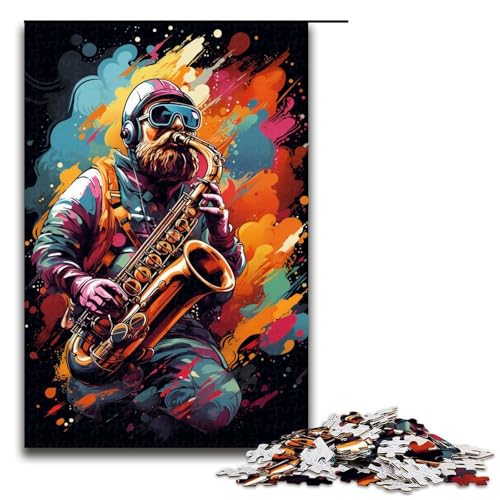 1000 teiliges Puzzle für Erwachsene buntes Weltraum Saxophon Puzzlespiel perfekte Dekoration für Teenager ab 14 Jahren 75 x 50 cm von QSYFNBZL
