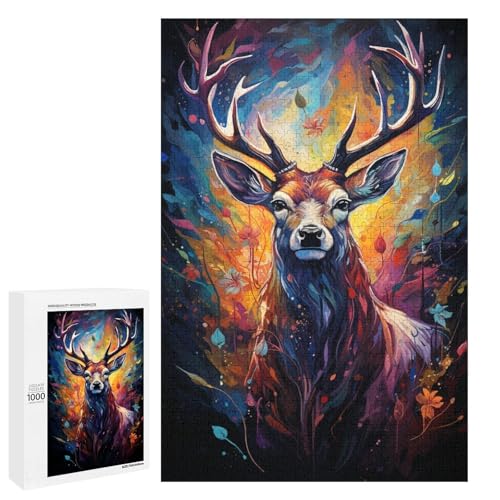 1000 teiliges Puzzle für Erwachsene buntes psychedelisches Hirsch Tierpuzzle für Kinder Holzpuzzle Lernspiel für Erwachsene 75 x 50 cm 1000 teiliges Puzzle für Erwachsene buntes psychedelisches Hirsch Tierpuzzle für Kinder Holzpuzzle Lernspiel für Erwachsene 75 x 50 cm von QSYFNBZL