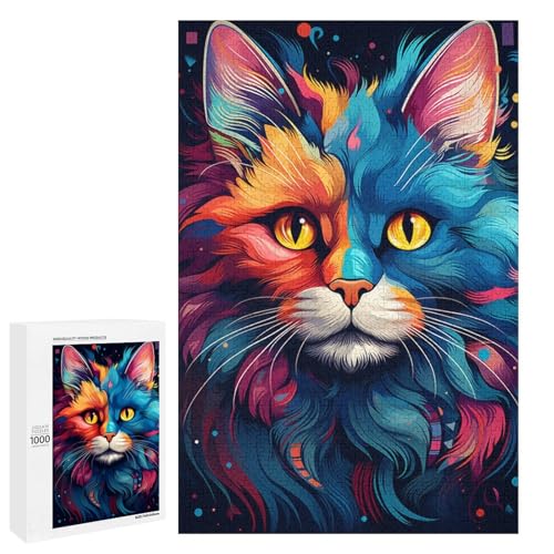 1000 teiliges Puzzle für Erwachsene buntes psychedelisches Katzen Puzzle für Lernspiele Herausforderung Spielzeug Kunstwerk Geschenk 75 x 50 cm 1000 teiliges Puzzle für Erwachsene buntes psychedelisches Katzen Puzzle für Lernspiele Herausforderung Spielzeug Kunstwerk Geschenk 75 x 50 cm von QSYFNBZL