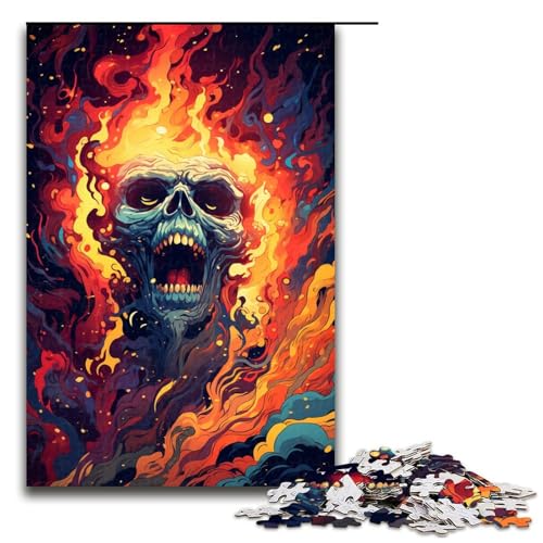 1000 teiliges Puzzle für Erwachsene buntes psychedelisches Monster auf Feuer Denksportaufgabe Weihnachts und Geburtstagsgeschenk 75 x 50 cm von QSYFNBZL