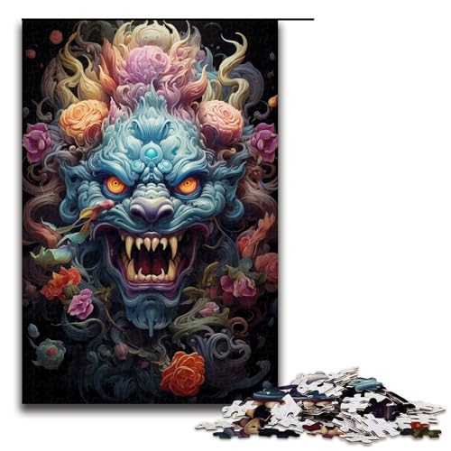 1000 teiliges Puzzle für Erwachsene buntes psychedelisches Monsterkönig Puzzle für Kinder Holzpuzzle Lernspiel für Erwachsene 75 x 50 cm von QSYFNBZL