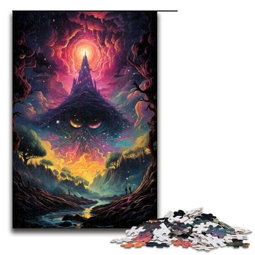 1000 teiliges Puzzle für Erwachsene buntes psychedelisches Vulkan Puzzle Wanddekoration geeignet als Schreibtischdekoration 75 x 50 cm von QSYFNBZL