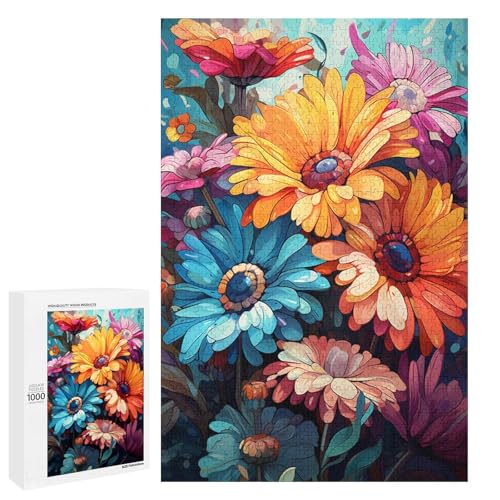 1000 teiliges Puzzle für Erwachsene farbenfrohe Psychedelia der kleinen Gänseblümchen Puzzle für Lernspiele Herausforderung Spielzeug Kunstwerk Geschenk 75 x 50 cm von QSYFNBZL
