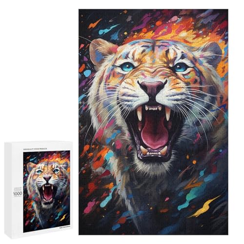 1000 teiliges Puzzle für Erwachsene farbenfrohe Psychedelia des Schneetigers ganze Familie 75 x 50 cm 1000 teiliges Puzzle für Erwachsene farbenfrohe Psychedelia des Schneetigers ganze Familie 75 x 50 cm von QSYFNBZL