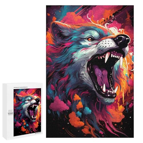 1000 teiliges Puzzle für Erwachsene farbenfrohe Psychedelia des Weltraums Seewolf Lernpuzzle Lernspiel für Geburtstag und Weihnachten 75 x 50 cm von QSYFNBZL