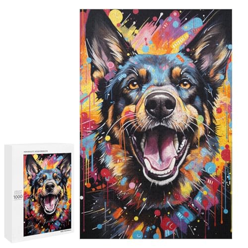1000 teiliges Puzzle für Erwachsene farbenfrohe Psychedelia von Wildhund Gemälden Puzzle Wanddekoration Stressabbau 75 x 50 cm von QSYFNBZL